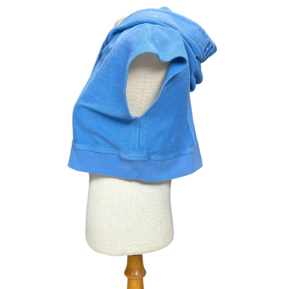 Hervé by Hervé Léger Cropped Paneled Hooded Sweatshirt in Blue Size Small - Picture 8 of 16